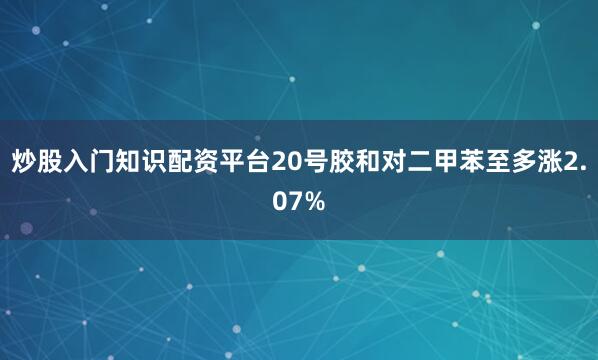 炒股入门知识配资平台20号胶和对二甲苯至多涨2.07%